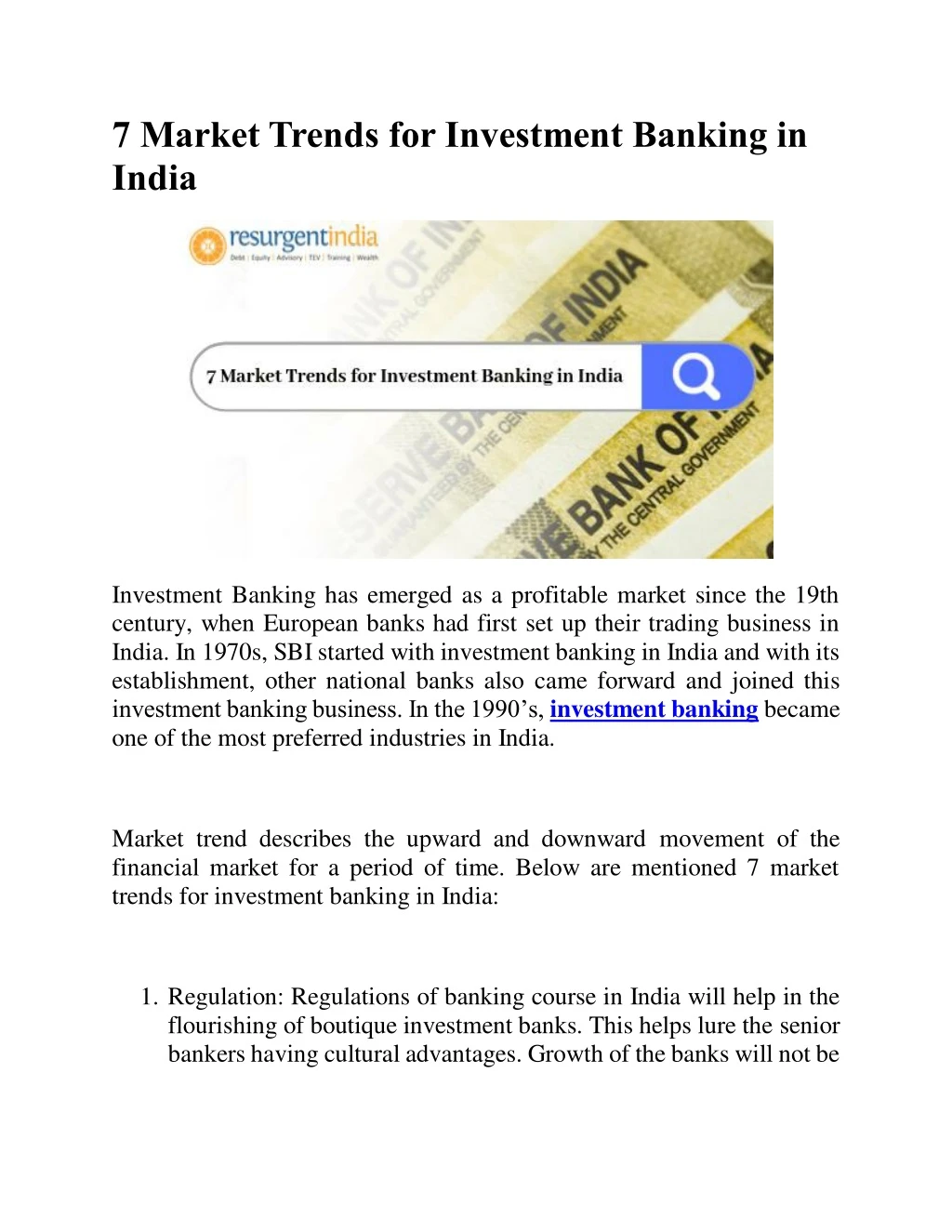 7 market trends for investment banking in india