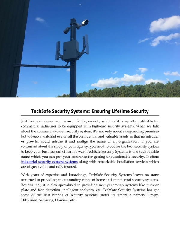 TechSafe Security Systems: Ensuring Lifetime Security