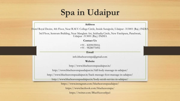 Spa in Udaipur