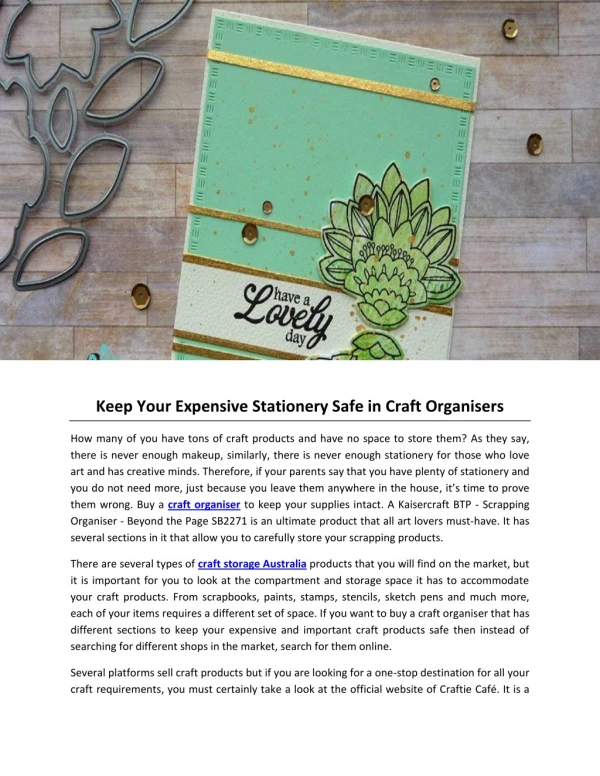 Keep Your Expensive Stationery Safe in Craft Organisers