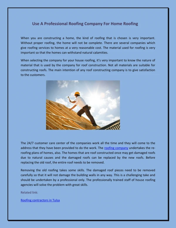 Use professional roofing company tulsa