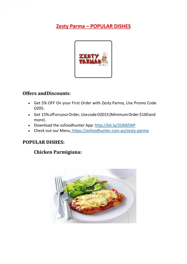 zesty parma popular dishes