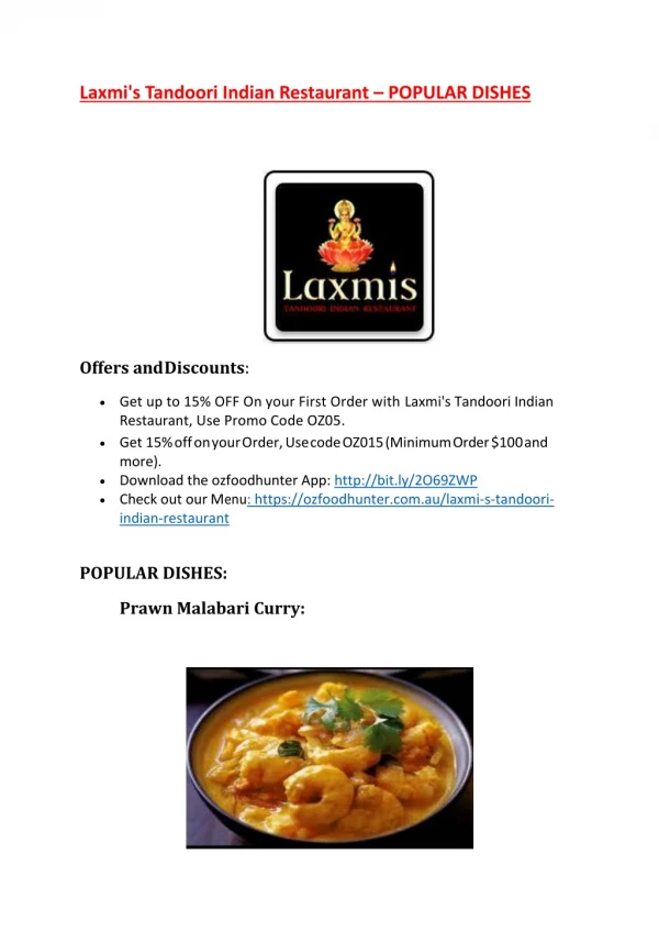 Laxmi's Tandoori Indian Restaurant-Glenunga - Order Food Online