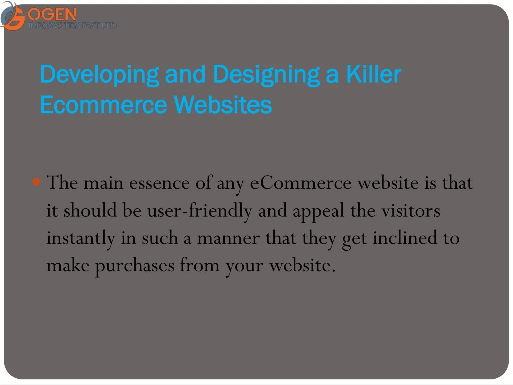 developing and designing a killer ecommerce websites