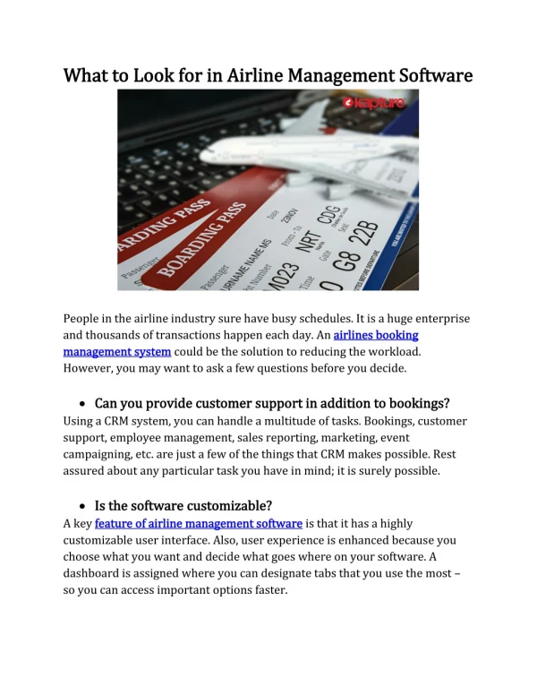 what to look for in airline management software