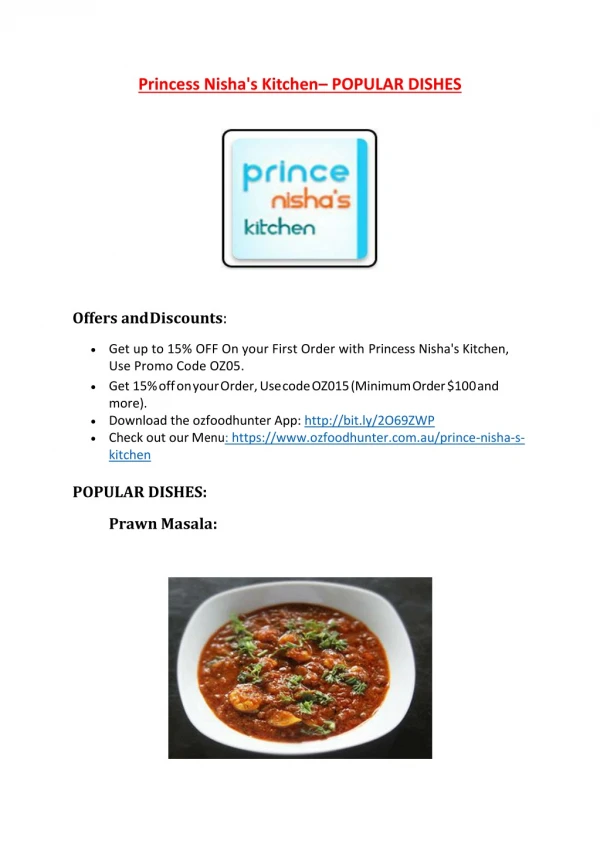 25% Off -Princess Nisha's Kitchen-St Marys - Order Food Online