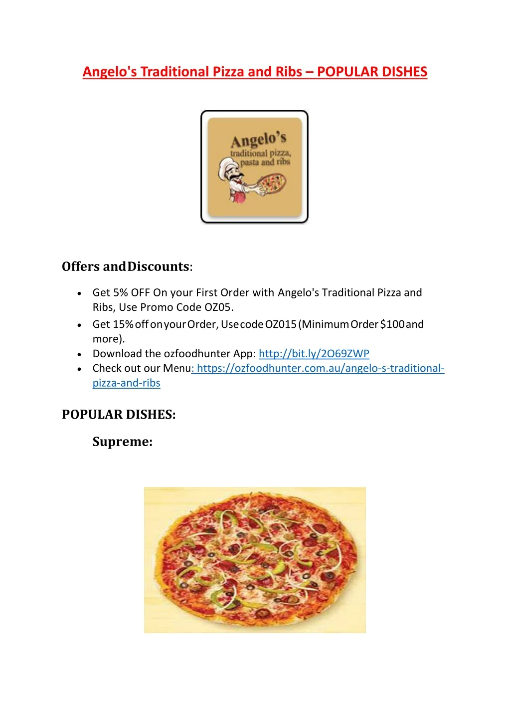 angelo s traditional pizza and ribs popular dishes