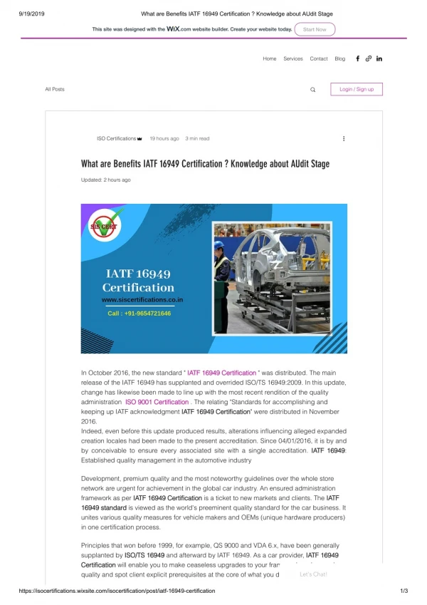 What are benefits of IATF 16949 Certification ? Knowledge about AUdit Stage
