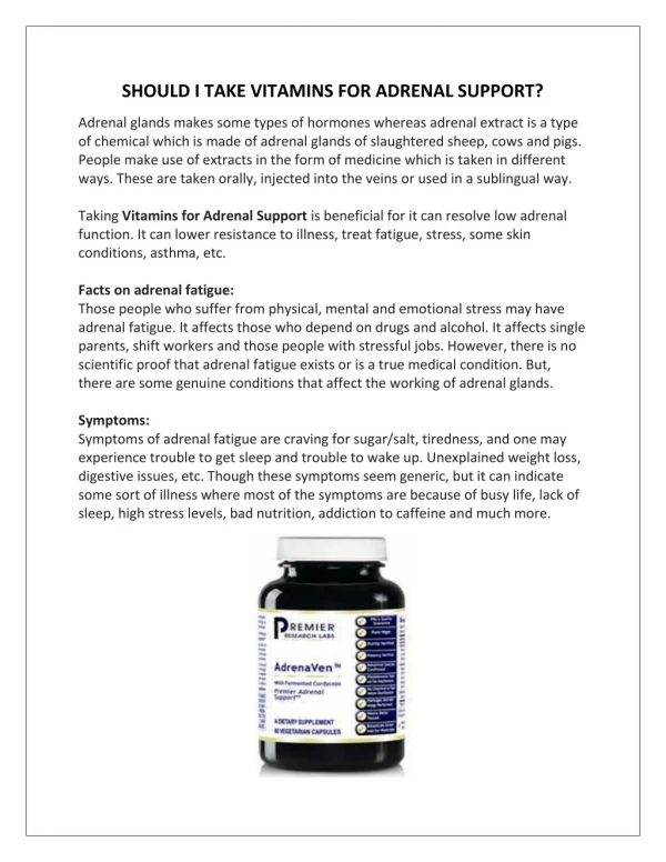 Vitamins For Adrenal Support