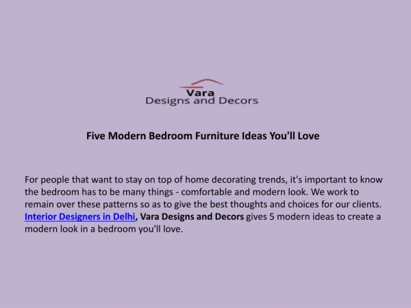 Five Modern Bedroom Furniture Ideas You'll Love