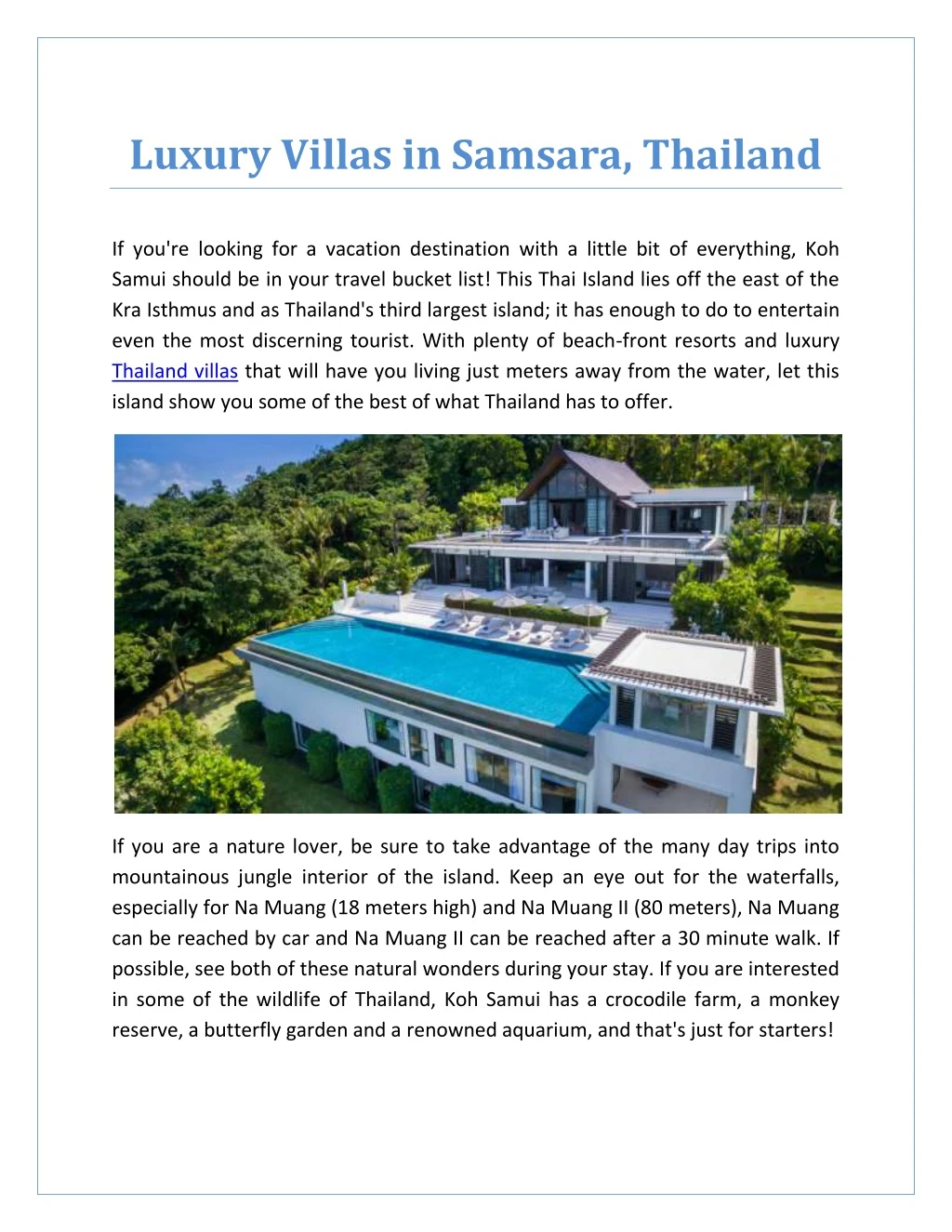 luxury villas in samsara thailand