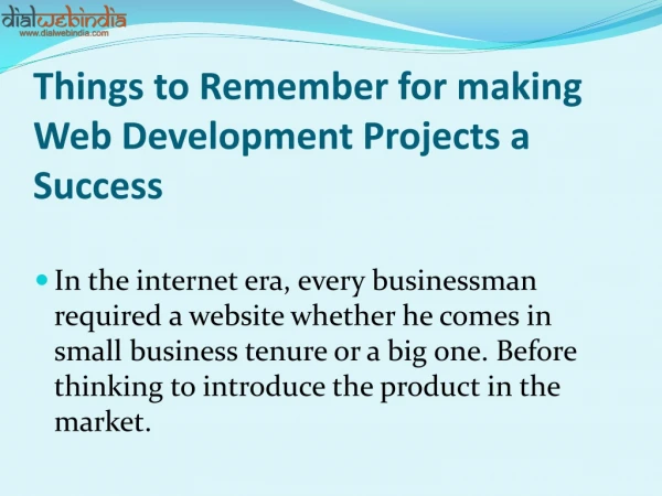 Making Web Development Projects a Success