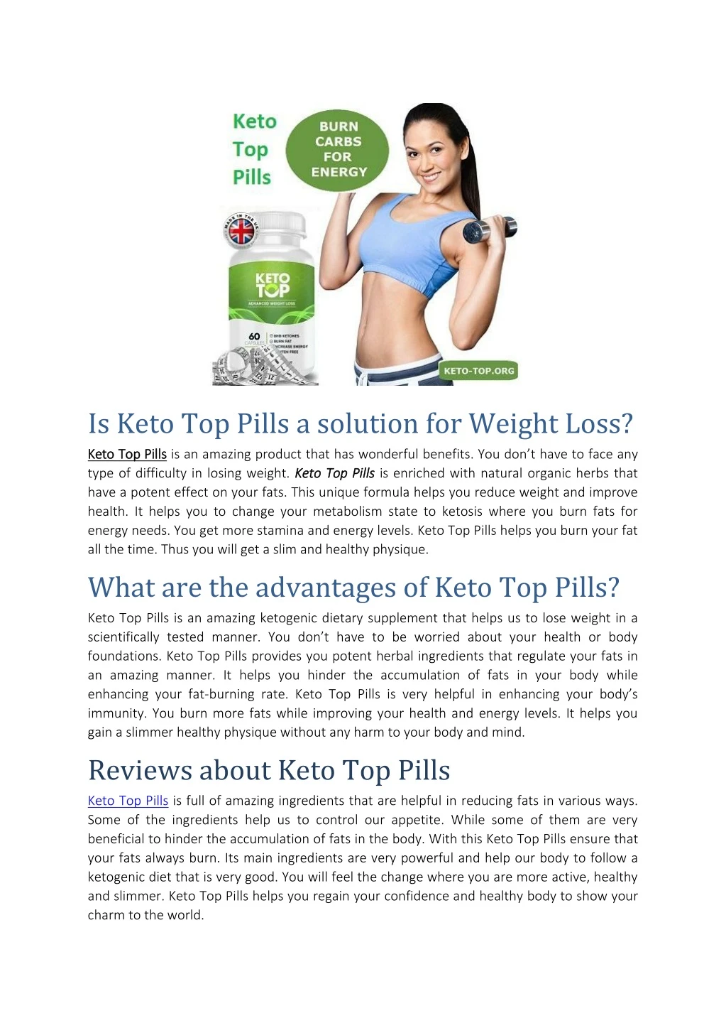is keto top pills a solution for weight loss