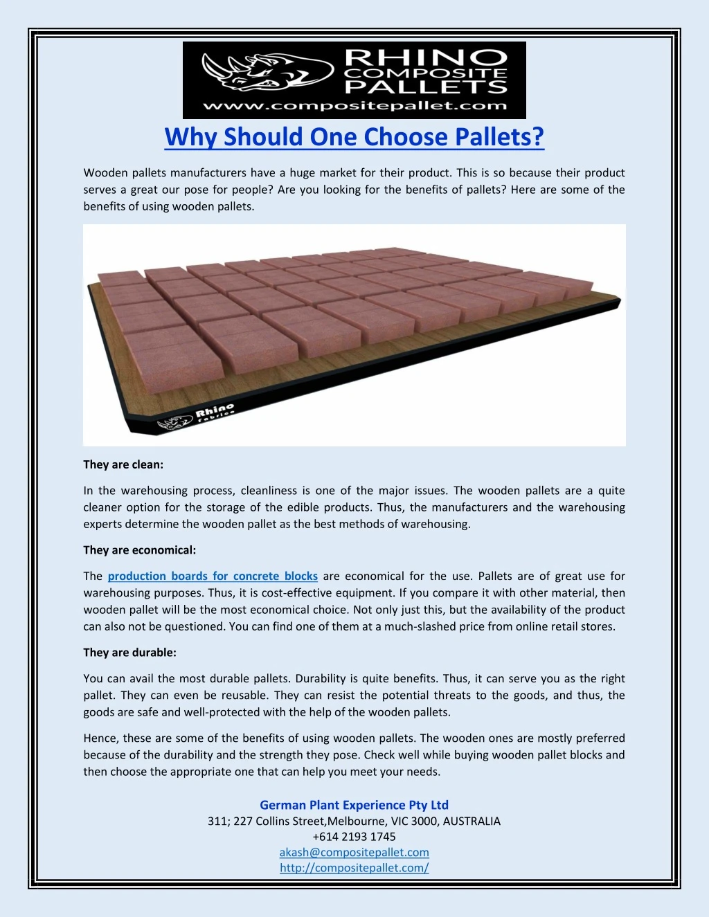 why should one choose pallets