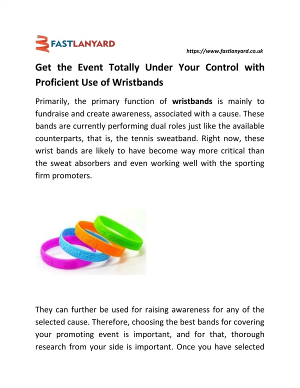 Get the Event Totally Under Your Control with Proficient Use of Wristbands