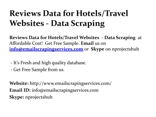 reviews data for hotels travel websites data scraping