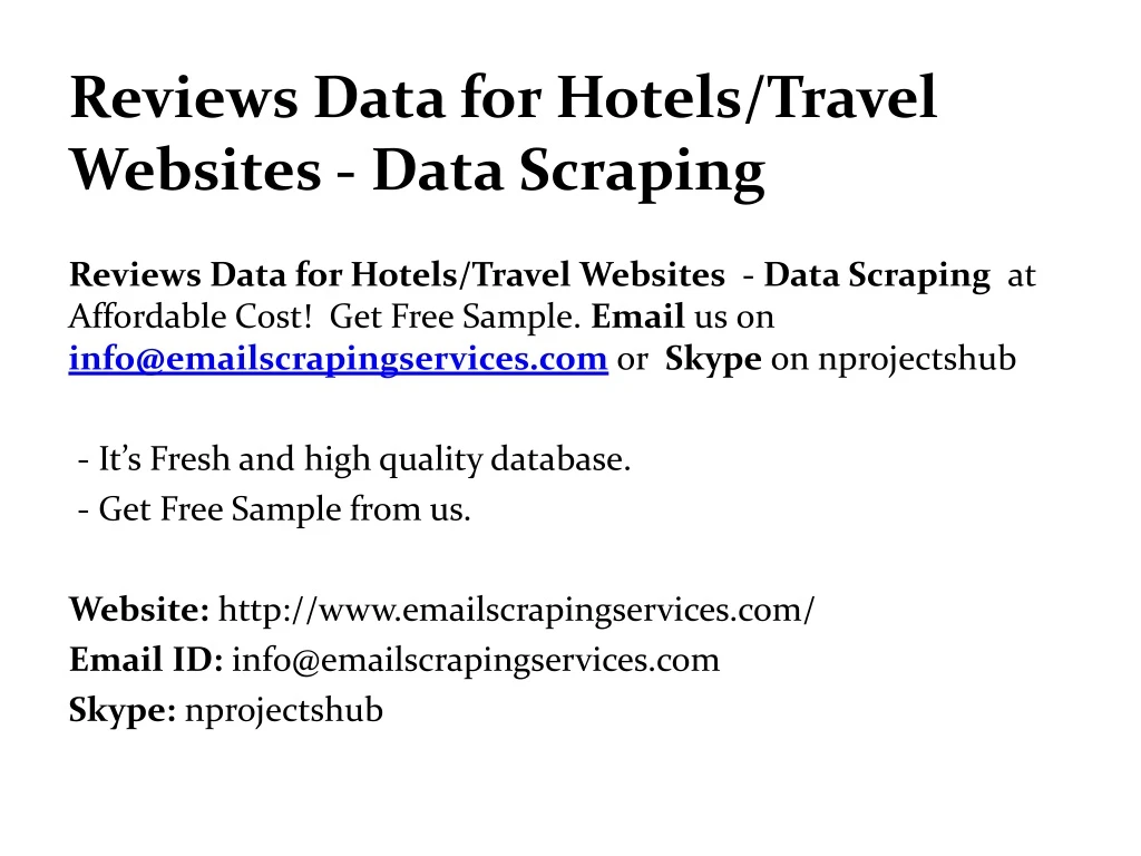 reviews data for hotels travel websites data scraping
