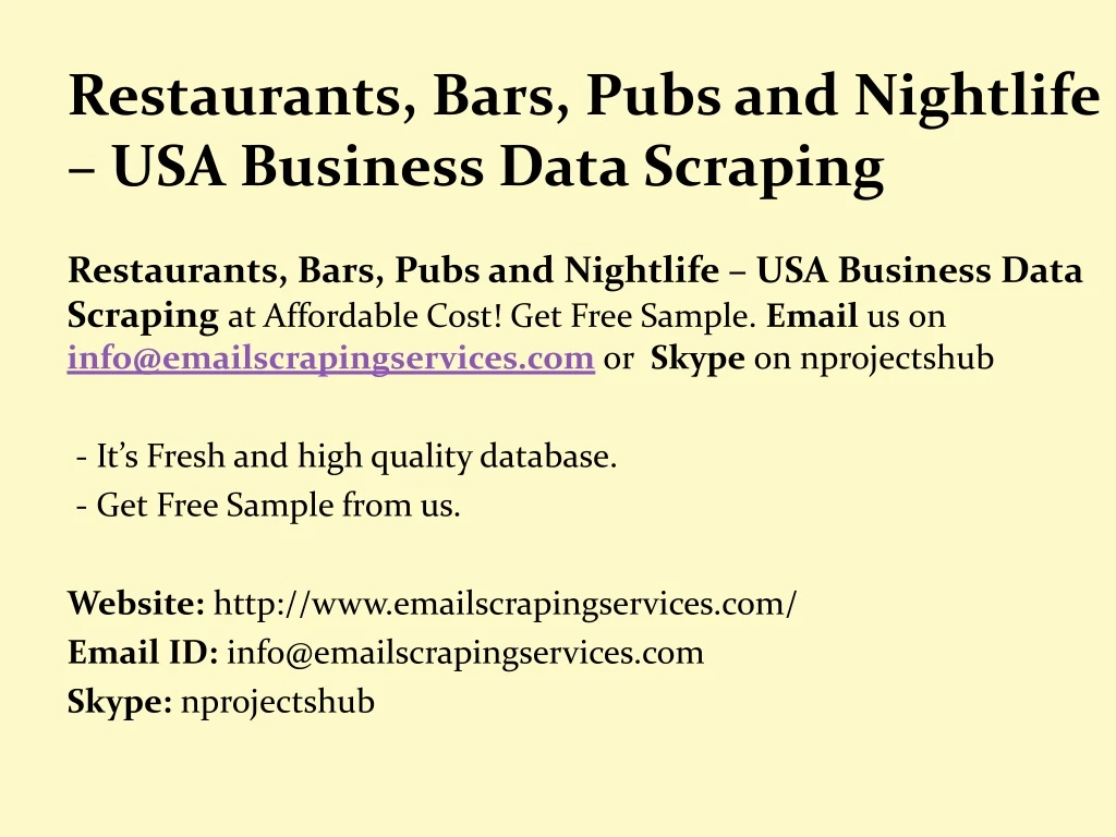 restaurants bars pubs and nightlife usa business data scraping