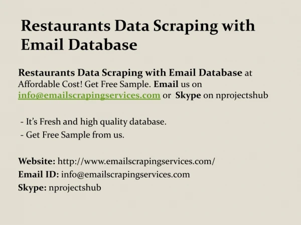 Restaurants Data Scraping with Email Database - Yelp and YellowPages Scraping