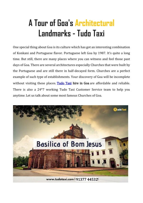 A Tour of Goa's Architectural Landmarks - Tudo Taxi