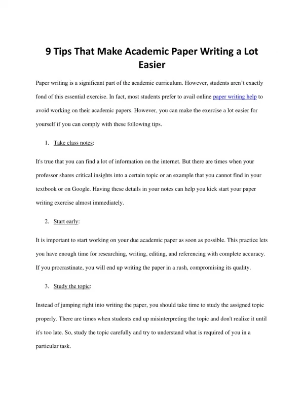 9 Tips That Make Academic Paper Writing a Lot Easier - MyAssignmentHelp