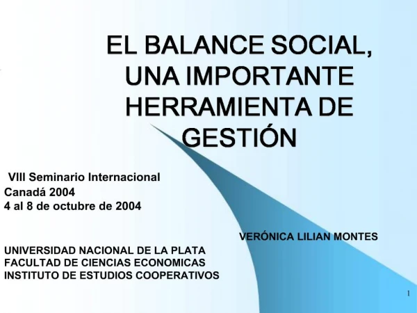 EL BALANCE SOCIAL, UNA IMPORTANTE HERRAMIENTA DE GESTI N