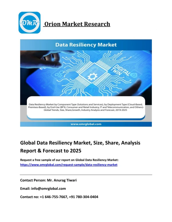 Global Data Resiliency Market Size, Share, Industry Trends & Forecast to 2025