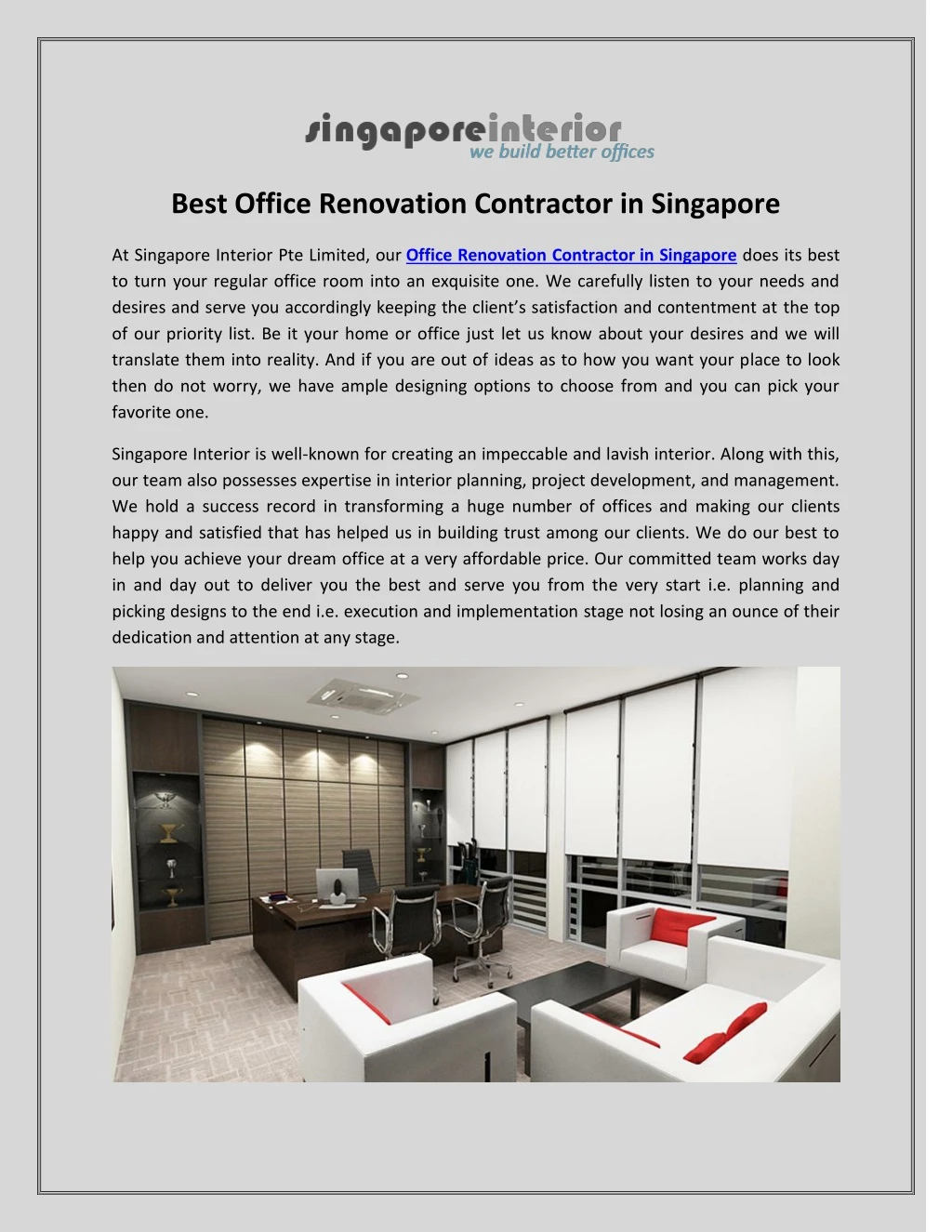 best office renovation contractor in singapore