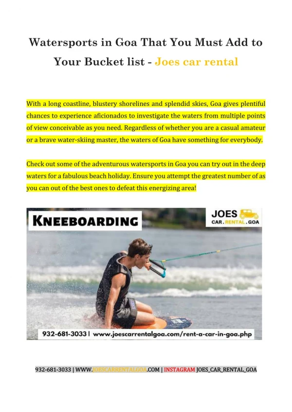 Watersports in Goa That You Must Add to Your Bucket list - Joes car rental