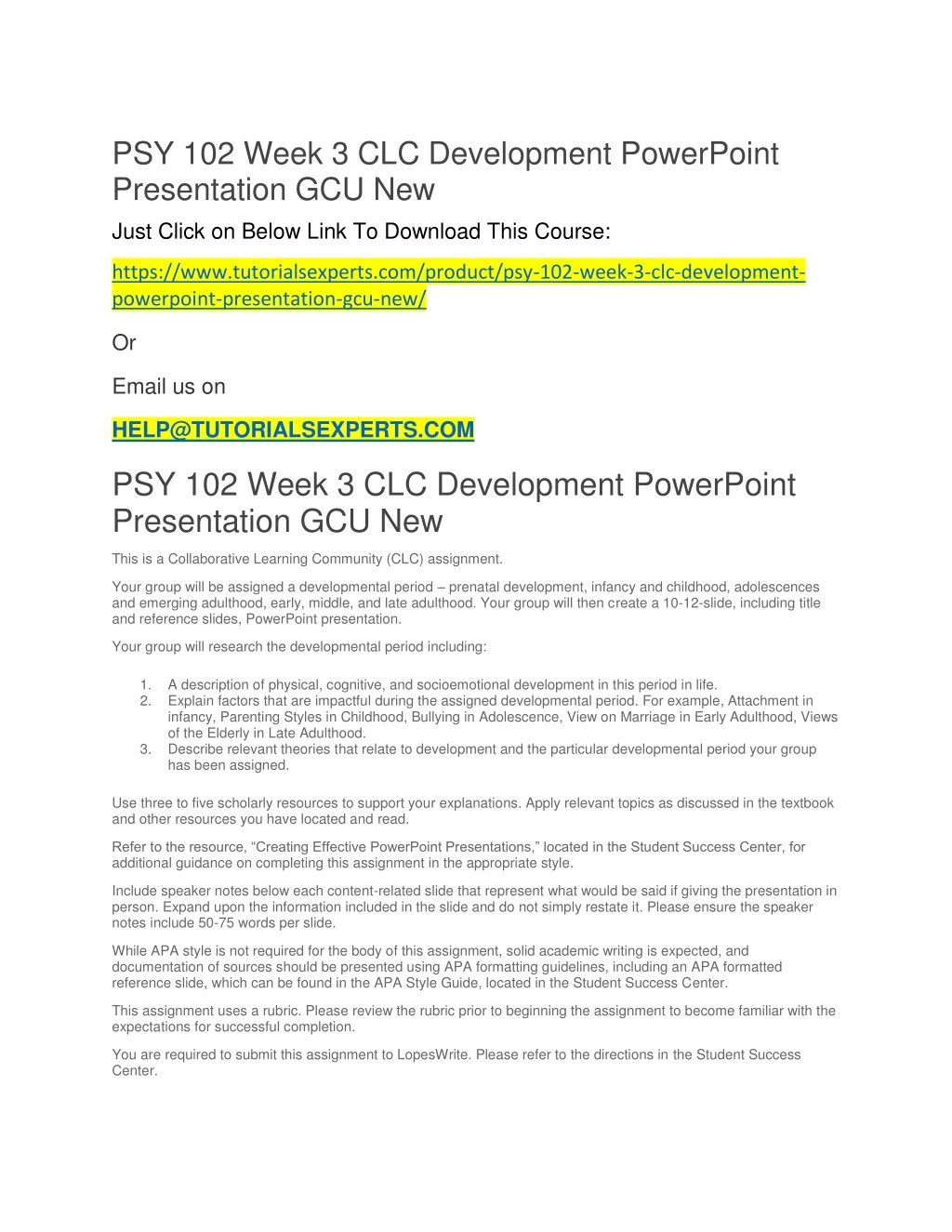 psy 102 week 3 clc development powerpoint
