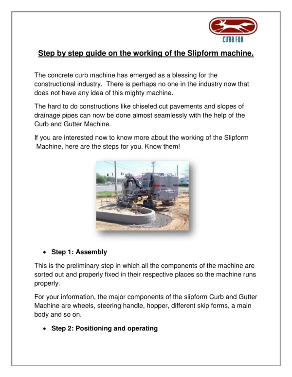 step by step guide on the working of the slipform