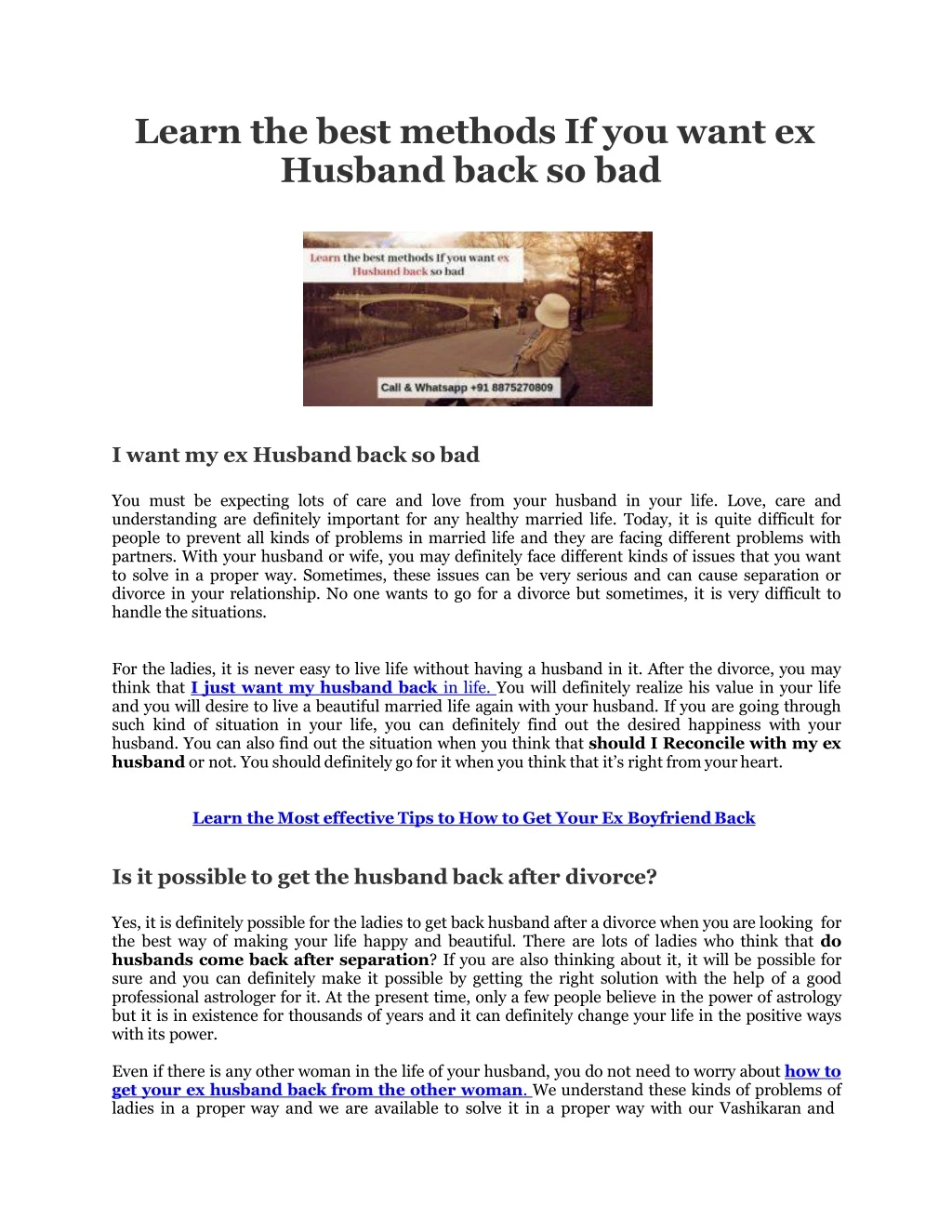 learn the best methods if you want ex husband back so bad