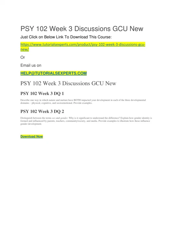 PSY 102 Week 3 Discussions GCU New