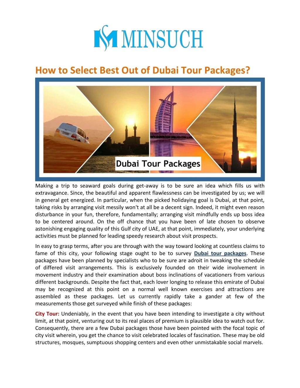 how to select best out of dubai tour packages