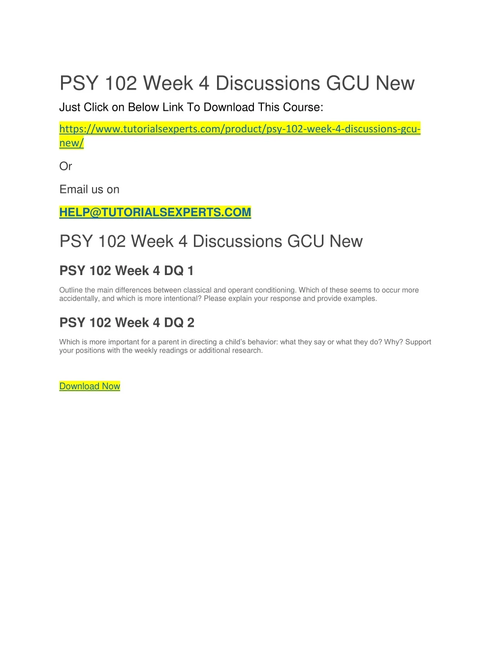 psy 102 week 4 discussions gcu new just click