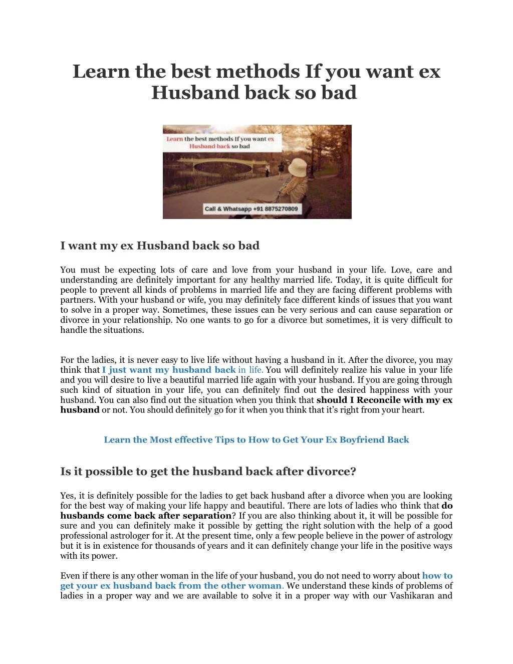 learn the best methods if you want ex husband