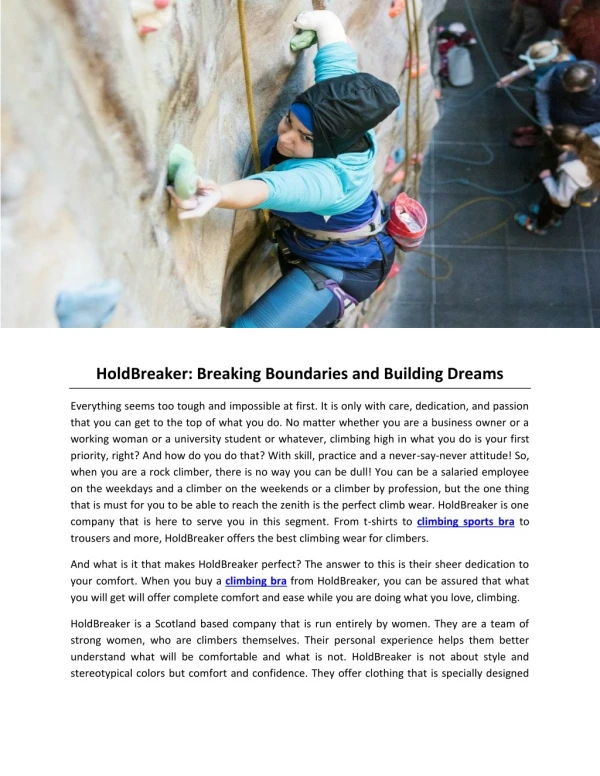 HoldBreaker: Breaking Boundaries and Building Dreams