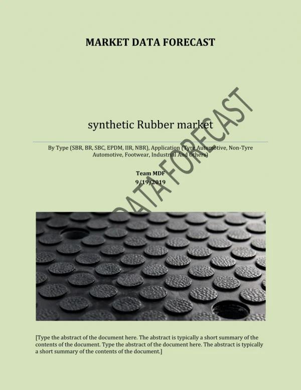 Synthetic Rubber Market Analysis-2019