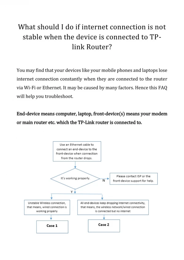 What should I do if the internet connection is not stable when the device is connected to a TPlink Router?