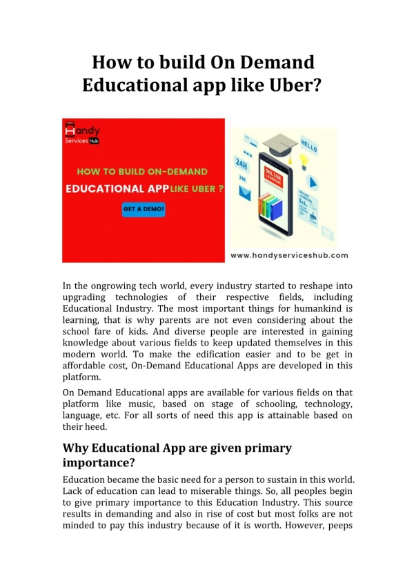 On Demand Educational App Development