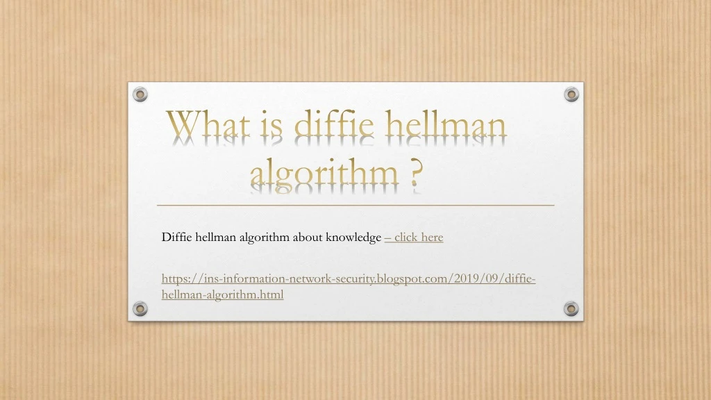 what is diffie hellman algorithm
