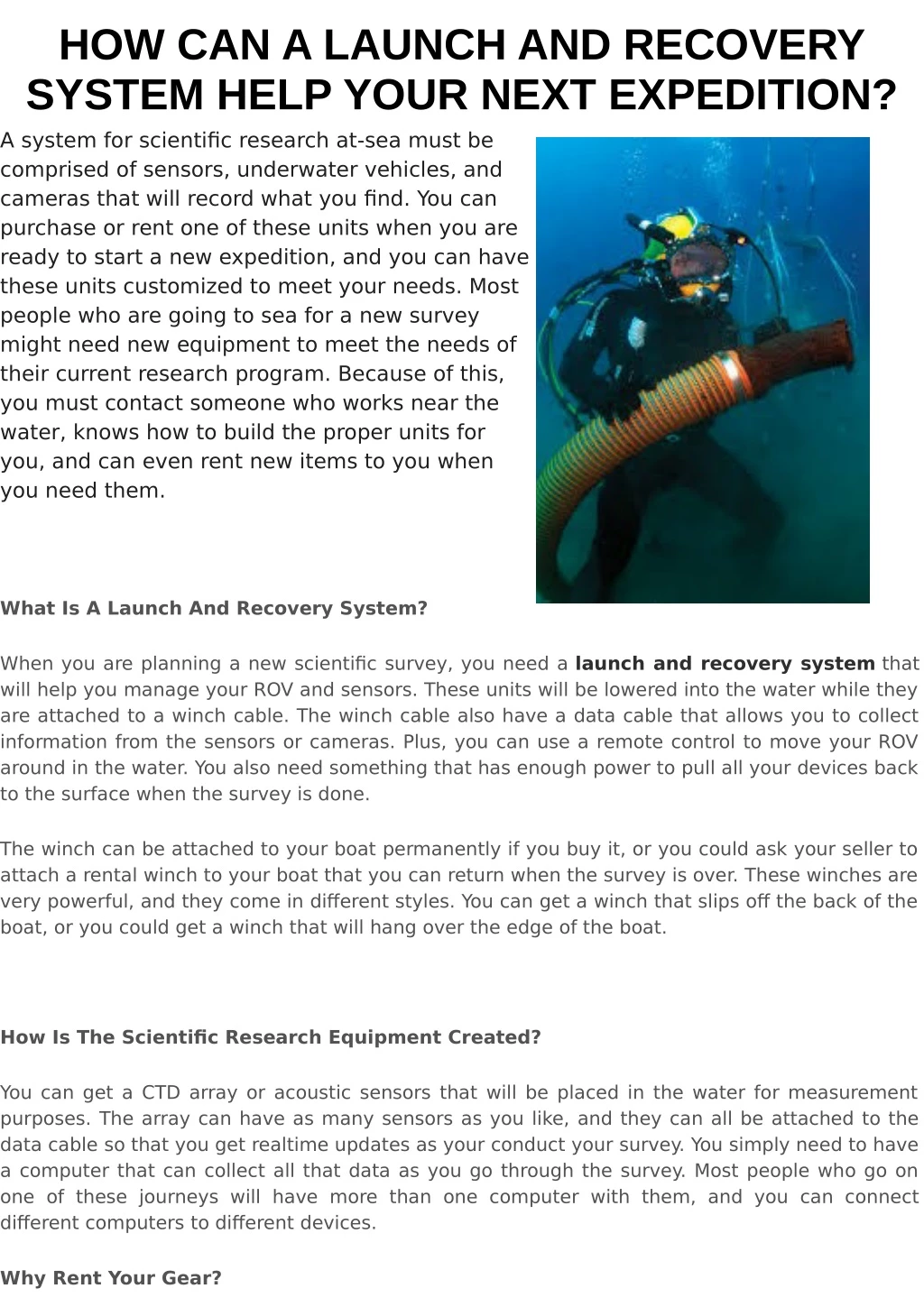 how can a launch and recovery system help your