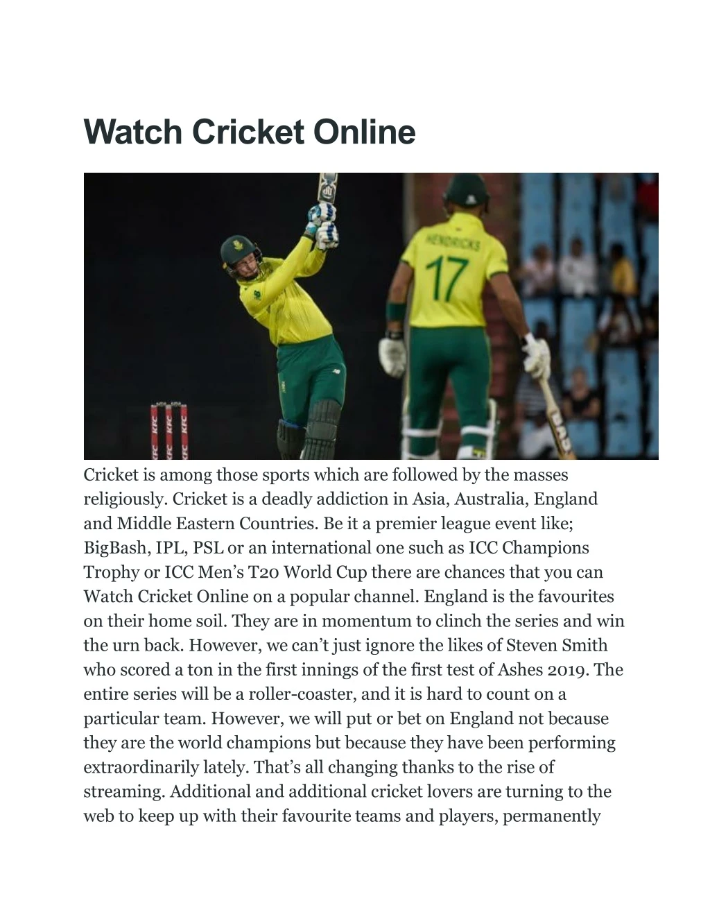 watch cricket online