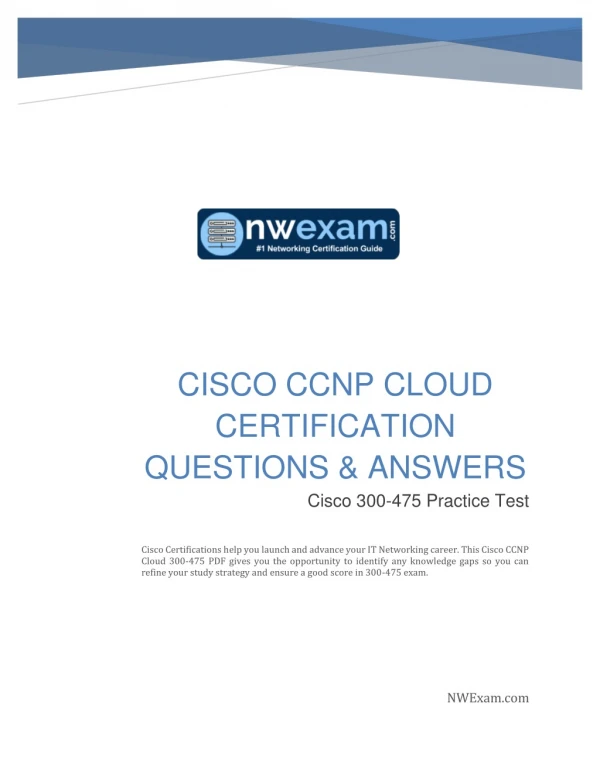 Cisco CCNP Cloud Certification Questions & Answers