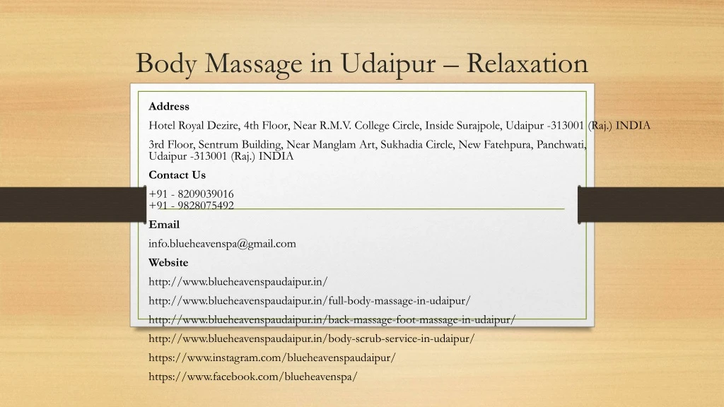 body massage in udaipur relaxation