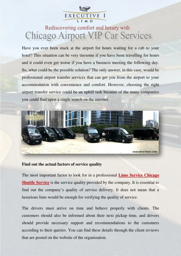 Limo Service Chicago Shuttle Service