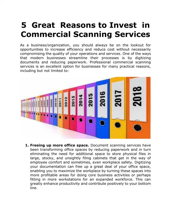 5 Great Reasons to Invest in Commercial Scanning Services