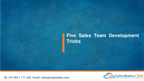 Five Sales Team Development Tricks