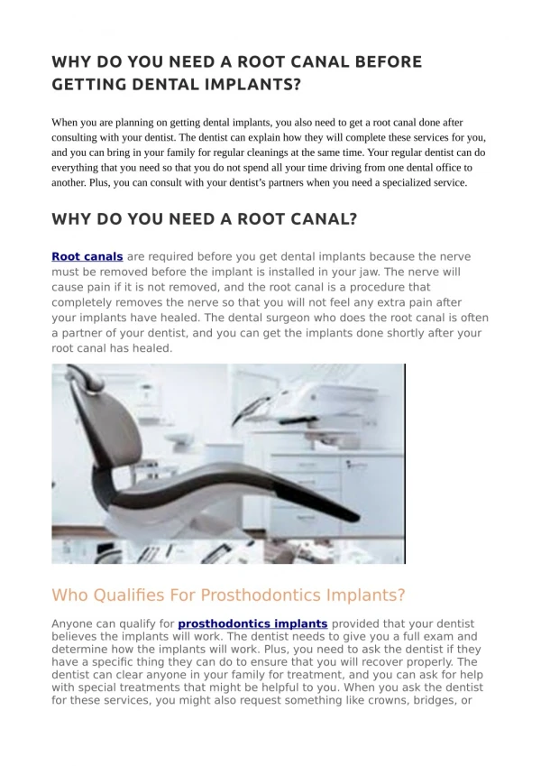 WHY DO YOU NEED A ROOT CANAL BEFORE GETTING DENTAL IMPLANTS?