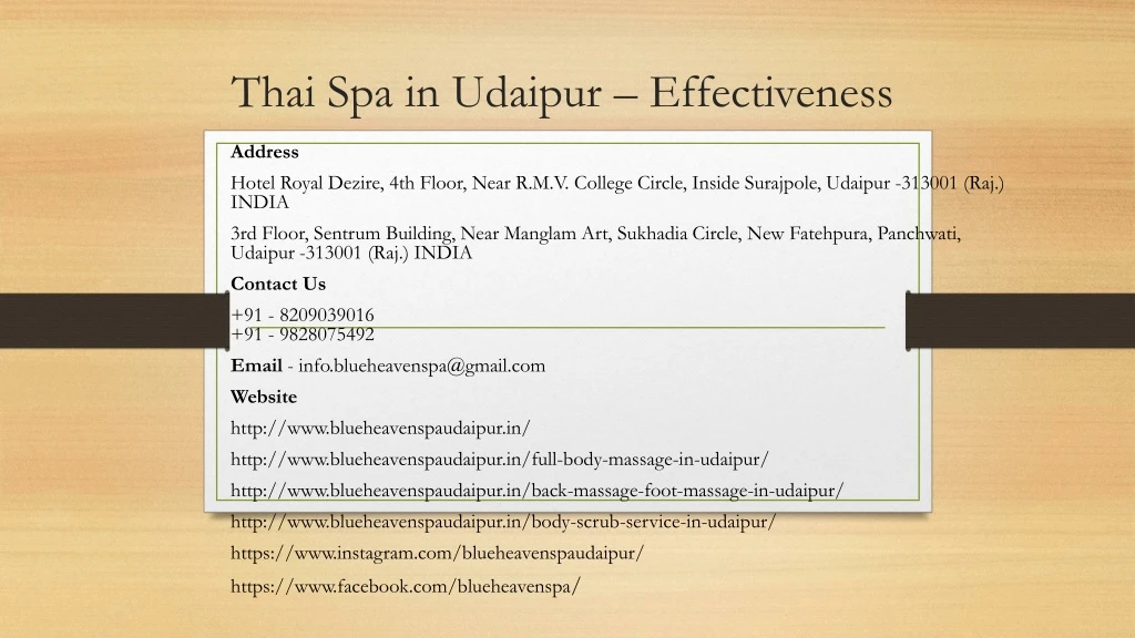 thai spa in udaipur effectiveness